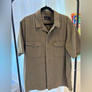 All Saints Khaki Button-Up Shirt